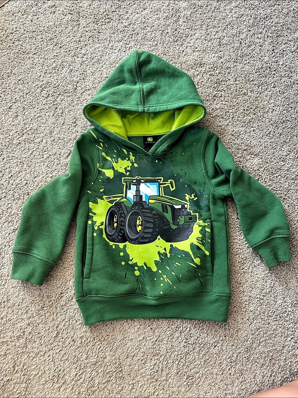 John Deere Boys 3T Green Tractor Hoodie